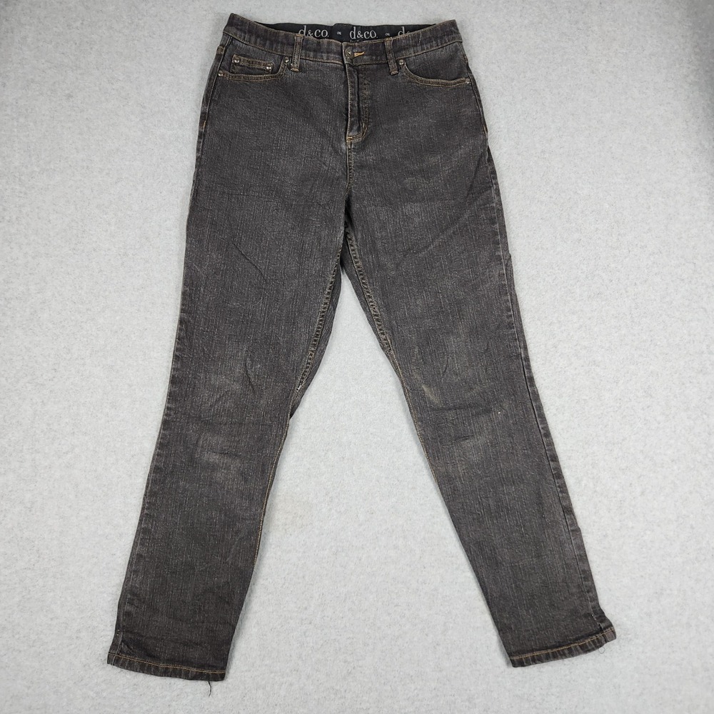 Denim & Co Jeans Womens 10P Gray Denim Cotton 5-Pockets Stretch Straight Leg‎